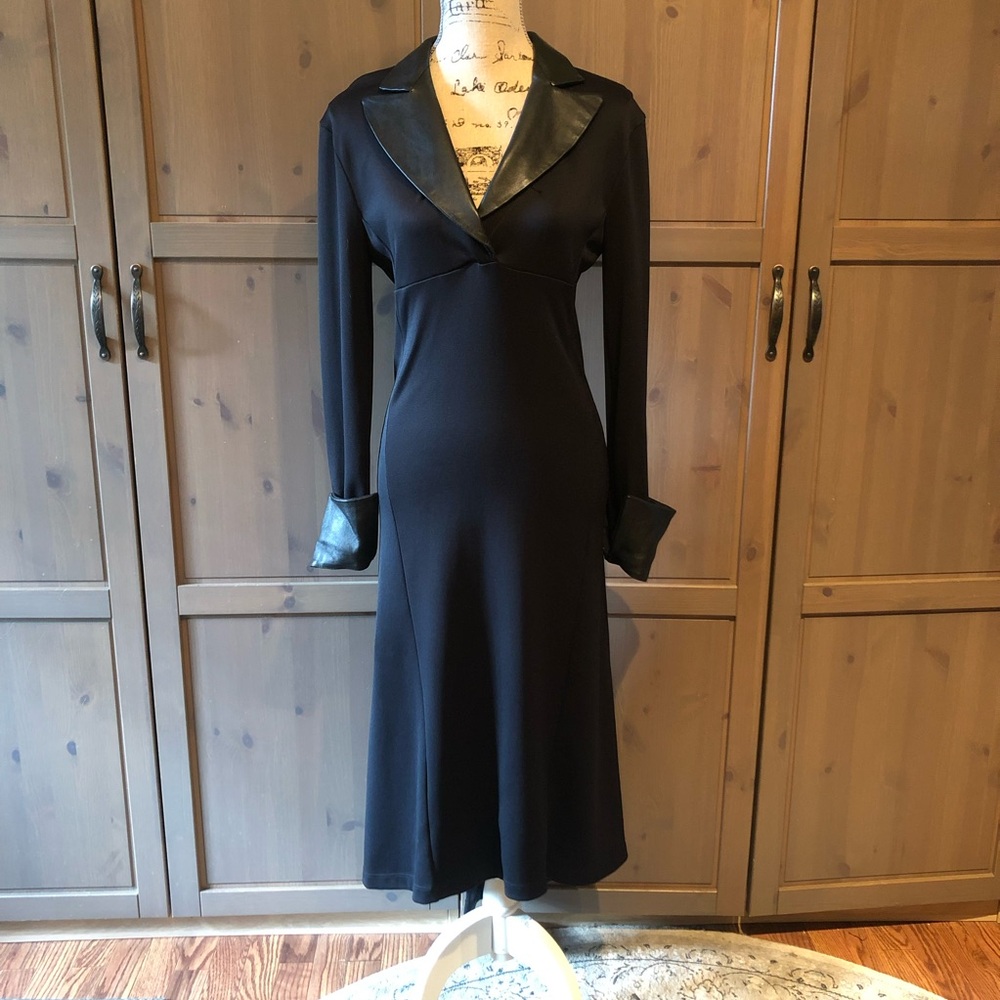 Black dress with leather details
